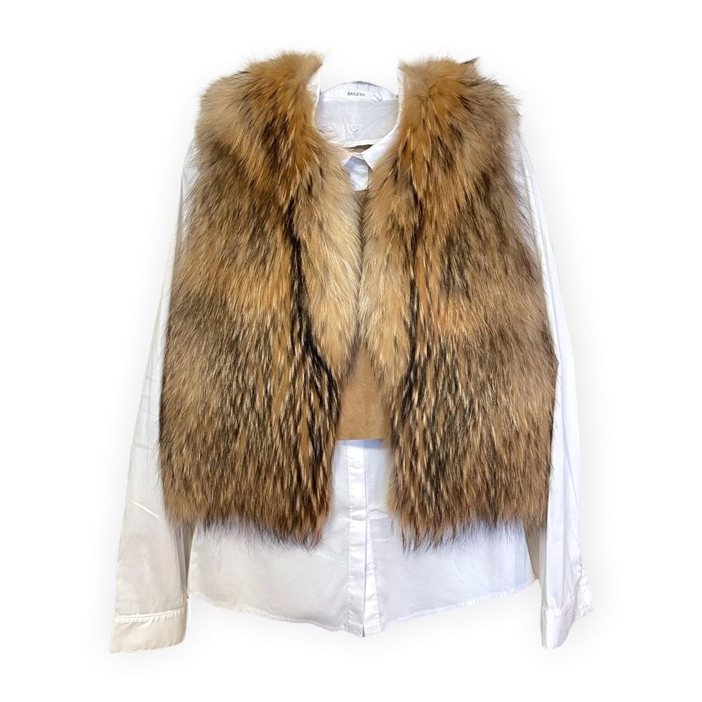 BAILEY 44 Button down/ Cognac Suede Vest (detachable white collar) |Size: M|